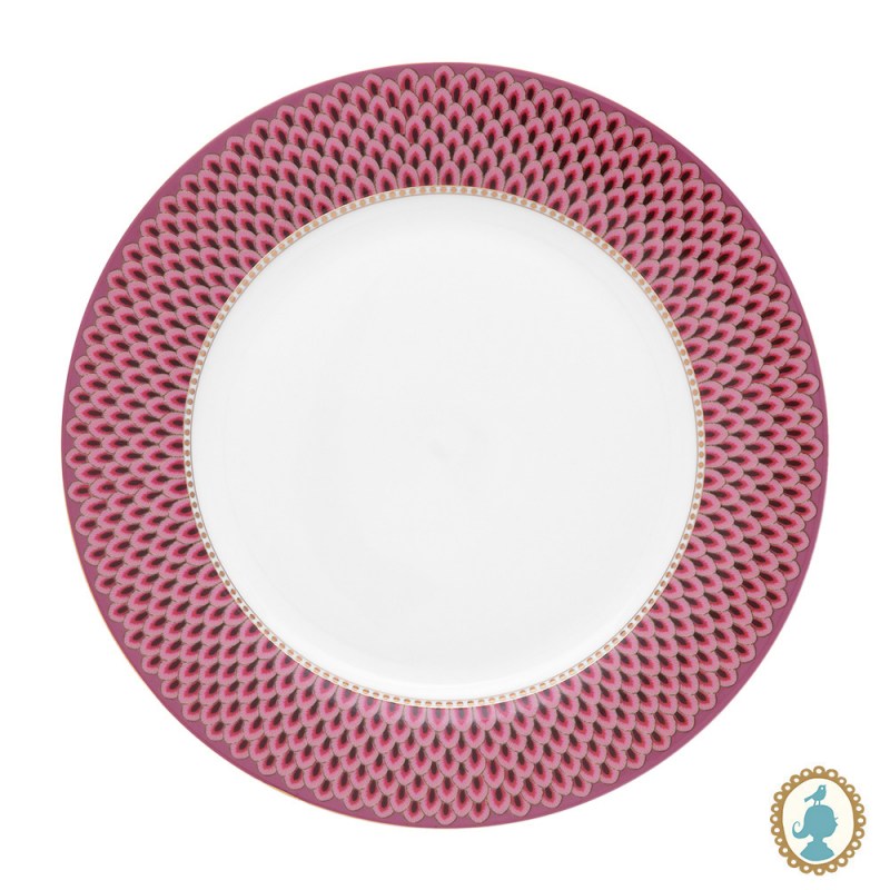 Pip Studio Teller 'Flower Fest' – 26,5 Cm, Porzellan, In LightBlue/Red, Mit Scallop-Rand, 1 Stück